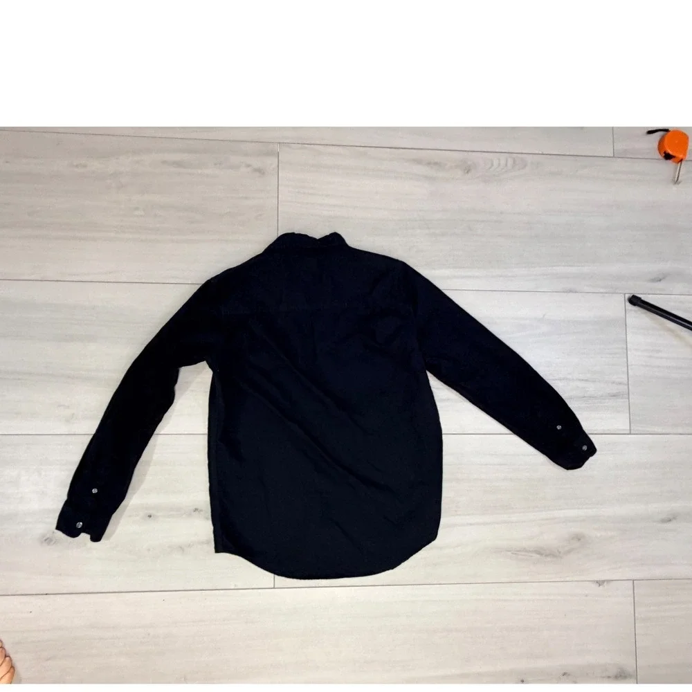 The Childrens Place Boys Shirt Black Button Down Sz XXL 16 Oxford Long Sleeve
